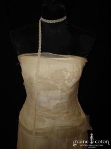 Rembo Styling - Robe deux pièces en organza de soie et dentelle vanille