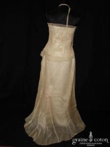 Rembo Styling - Robe deux pièces en organza de soie et dentelle vanille