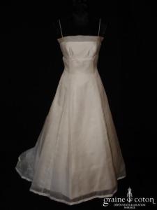 Création - Robe une pièce en soie sauvage et organza de soie ivoire