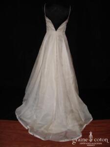 Création - Robe une pièce en soie sauvage et organza de soie ivoire