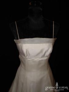 Création - Robe une pièce en soie sauvage et organza de soie ivoire