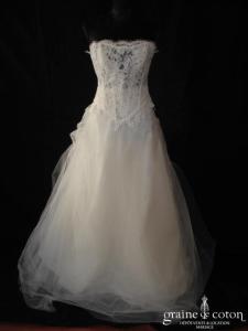 Les mariées de Provence - Robe deux pièces en dentelle faite main, soie sauvage et tulle ivoire