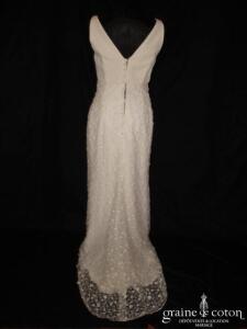 La Sposa - Robe longue en dentelle ivoire près du corps avec bretelles