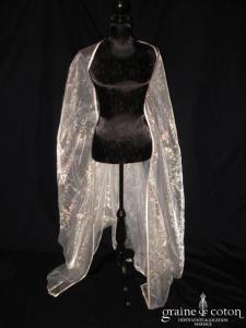 Graine de coton - Étole longue en organza ivoire