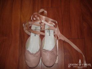 Repetto - Ballerines en cuir ouvertes avec rubans de satin rose