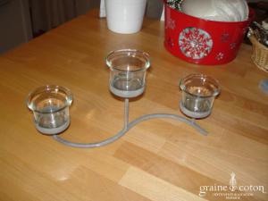 Bougeoir façon fer gris vieilli avec 3 verrines