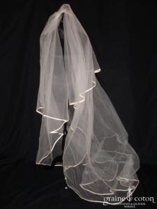 Pronovias - Voile long de 3 mètres en tulle bordé d'un biais de satin