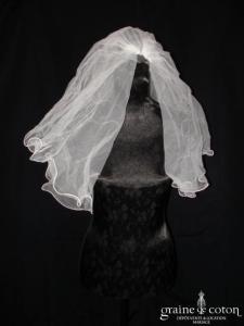 Voile court en tulle ivoire
