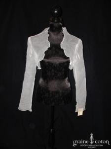 Boléro en organza plissé, manches longues