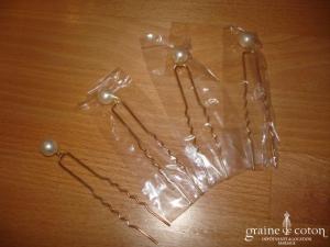 Lot de 4 pics perles ivoire