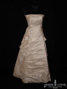 Création Jean Marc Chauve - Robe deux pièces drapée en doupion de soie ivoire