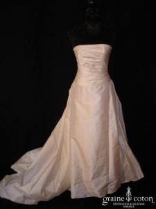 Romance - Robe une pièce drapée en soie sauvage ivoire