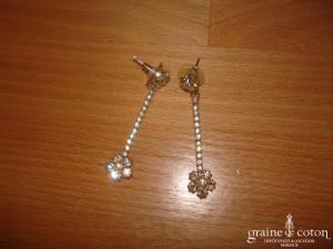 Boucles d'oreille pendantes strass fleur