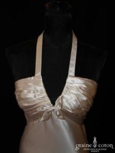 Création Nathalie Bourgey-Biron - Robe une pièce en satin de soie ivoire