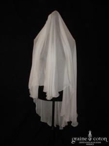 Création Nathalie Bourgey-Biron - Voile mi long en mousseline de soie ivoire