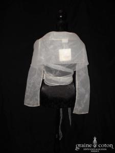 Emilie Costa - Boléro cache coeur en organza ivoire manches longues