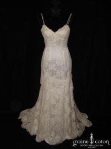 Harriet de Prag - Robe en soie fluide et dentelle de Calais faite main ivoire