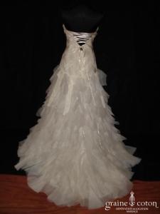 Mariées de Paris - Robe taille basse en mouchoirs d'organza ivoire