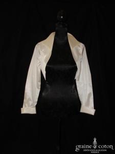 Boléro en taffetas ivoire, manches longues