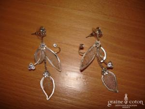 Boucles d'oreille pendantes fleurs en strass