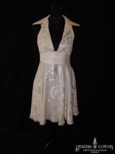 Armani - Robe courte en mousseline de soie ivoire clair