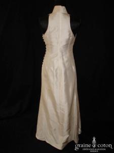 Julien Thomas - Robe une pièce en soie sauvage ivoire et dorée