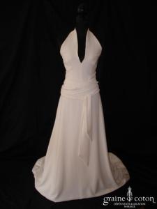 Jesus Peiro - Robe tour de cou en crêpe ottoman ivoire