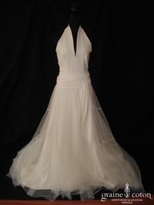 Jesus Peiro - Robe tour de cou en crêpe ottoman ivoire