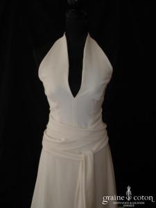 Jesus Peiro - Robe tour de cou en crêpe ottoman ivoire