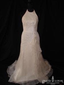 Jesus Peiro - Robe tour de cou en organza de soie ivoire