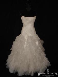Mariées de Paris - Robe taille basse en mouchoirs d'organza ivoire