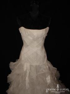 Mariées de Paris - Robe taille basse en mouchoirs d'organza ivoire