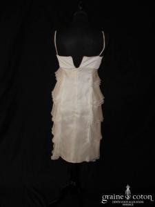 Paule Ka - Robe courte à volants d'organza de soie ivoire