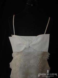 Paule Ka - Robe courte à volants d'organza de soie ivoire