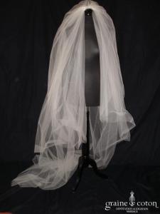 Ava Marillages - Voile long de 2,50m en tulle ivoire