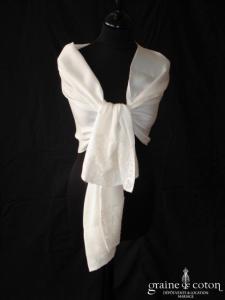 123 Collection Mariage - Étole en mousseline de soie et dentelle ivoire