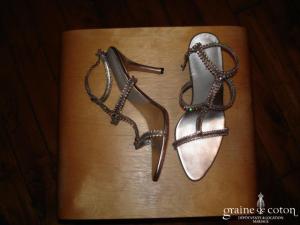 Sandales Daniela Cardia - Argent 3 bandes Swarovski