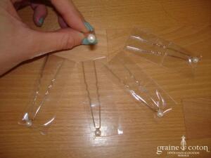 Pics à cheveux - Lot de 5 perles blanches