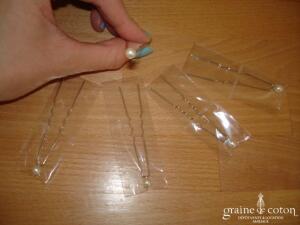 Pics à cheveux - Lot de 5 perles ivoires