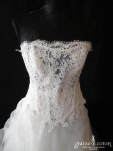 Les mariées de Provence - Robe deux pièces en dentelle faite main, soie sauvage et tulle ivoire