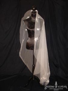 Pronuptia - Voile long en tulle ivoire avec application de dentelle