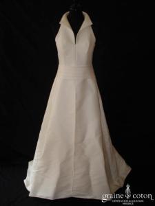 Cendrine - Robe une pièce en mikado ivoire style japonais