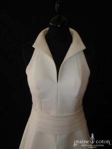 Cendrine - Robe une pièce en mikado ivoire style japonais