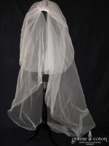 Voile long de 2 mètres en tulle ivoire avec gouttes