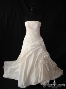 Marylise - Robe taille basse en taffetas drapé ivoire