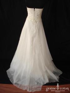 Cymbeline - Robe drapée en soie sauvage et organza de soie ivoire