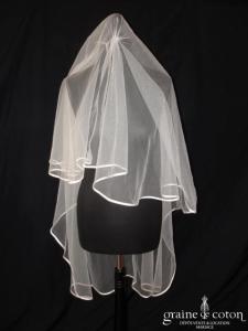 Illi Tulle pour Complicité - Voile mi long en tulle ivoire clair avec biais de satin