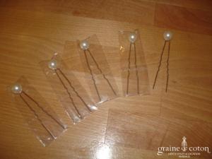 Pics à cheveux - Lot de 5 grosses perles ivoires