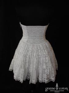 Capuccino - Robe bustier courte en dentelle blanche
