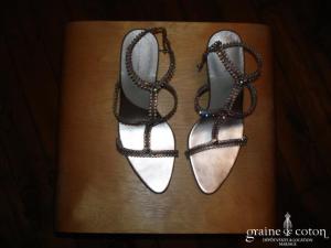 Sandales Daniela Cardia - Argent 3 bandes Swarovski